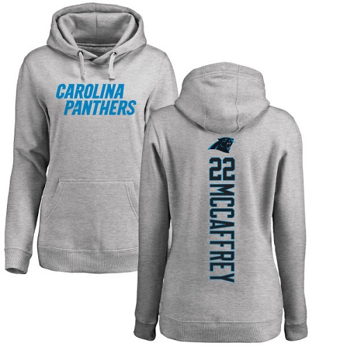 Carolina Panthers Ash Women Christian McCaffrey Backer NFL Football #22 Pullover Hoodie Sweatshirts->nfl t-shirts->Sports Accessory